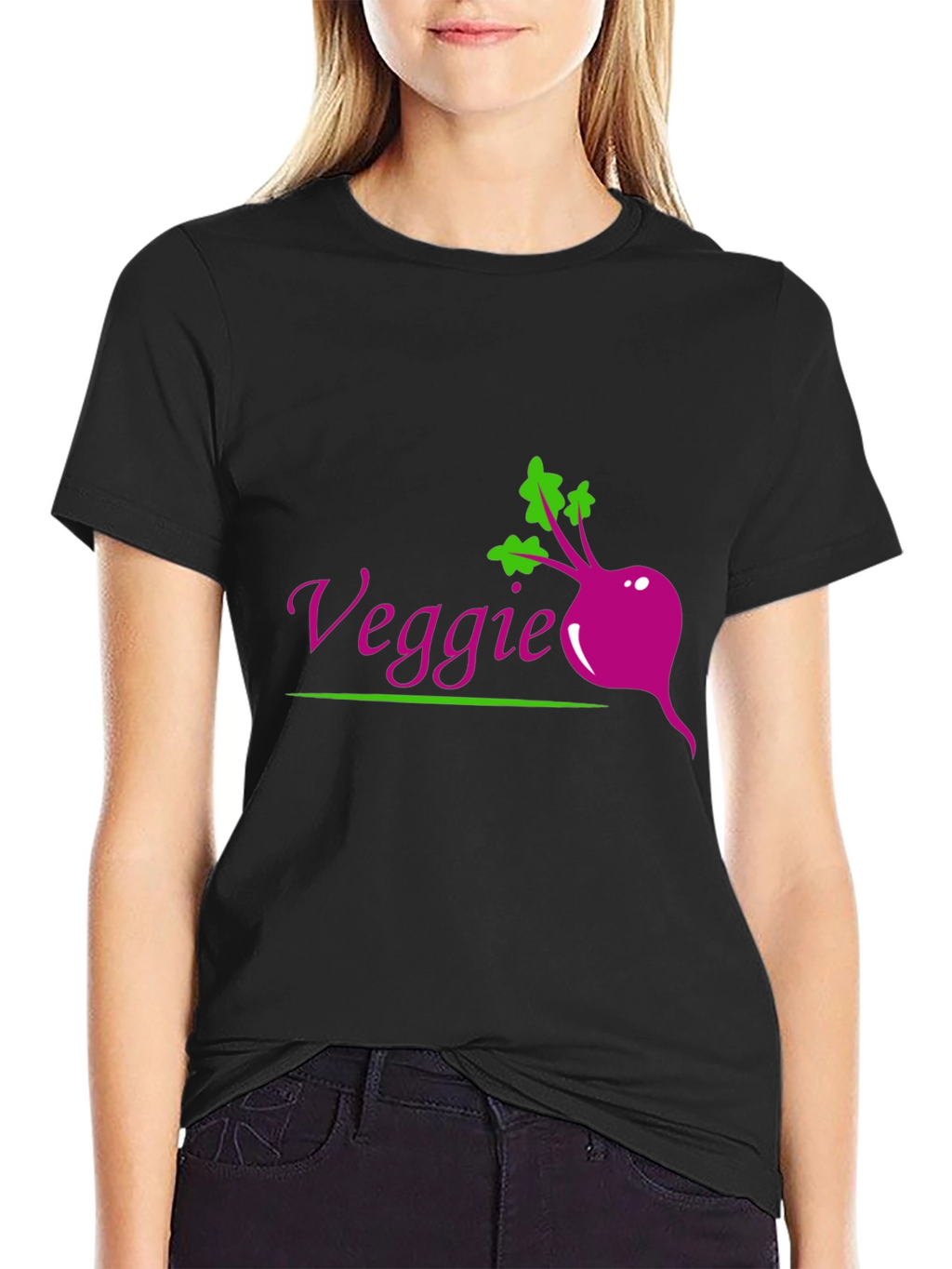 Veggie Beet Graphic Tee - Black Casual T-Shirt