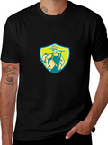 Retro Farmer Graphic Tee - Black Cotton Casual Shirt
