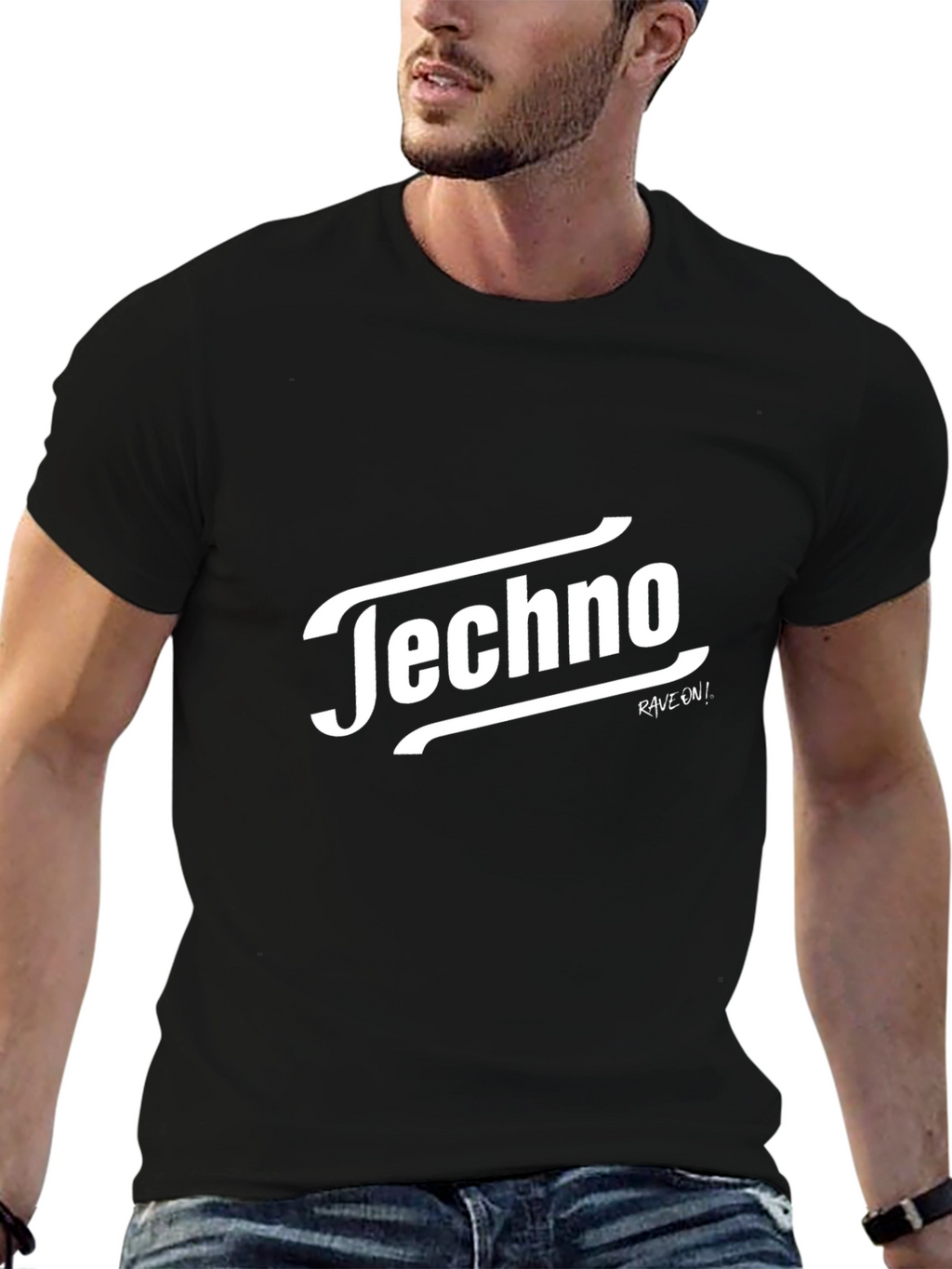 Techno Rave On! Graphic Black T-Shirt