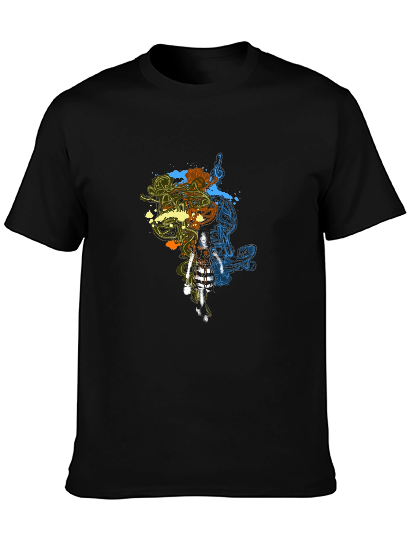 Stylish Graphic Print Black T-Shirt