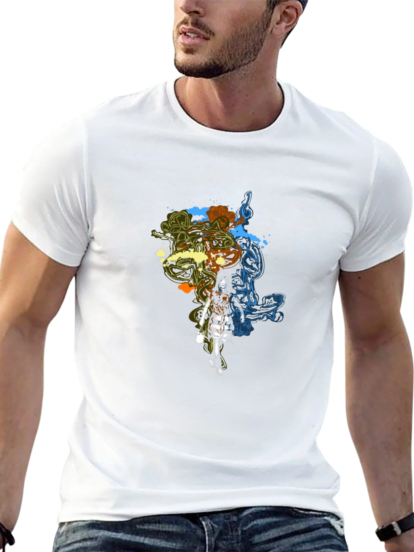 Stylish Graphic Print Black T-Shirt