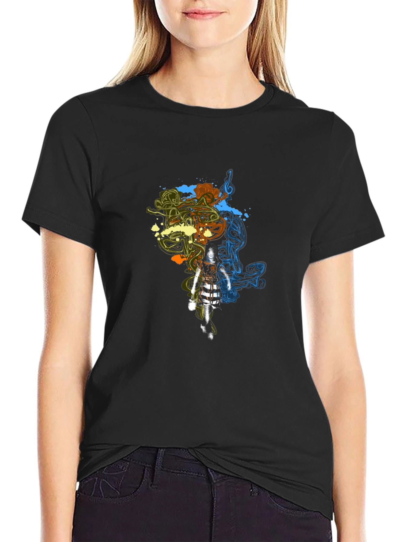 Stylish Graphic Print Black T-Shirt