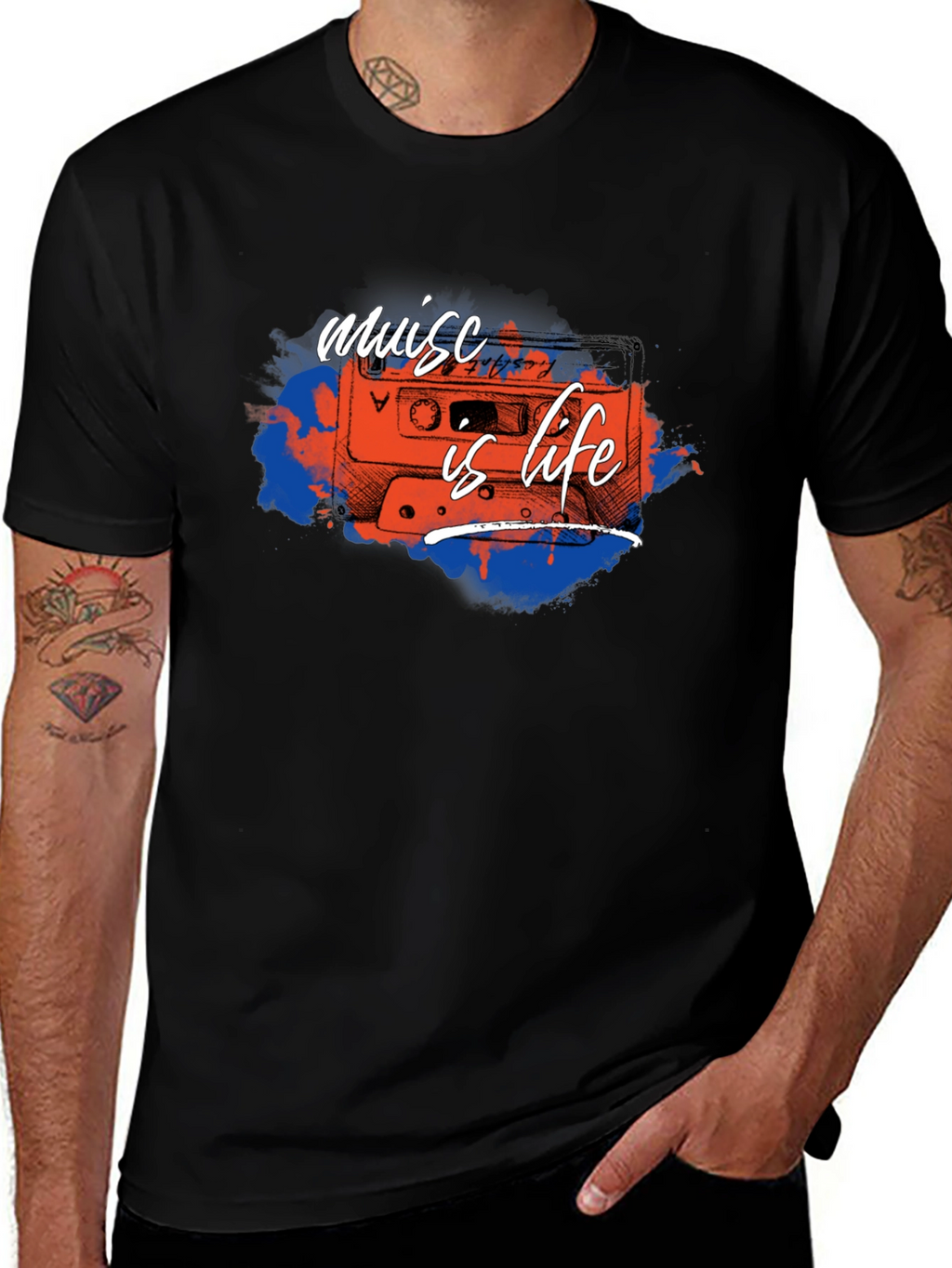 Music is Life Cassette Tape Graphic Tee