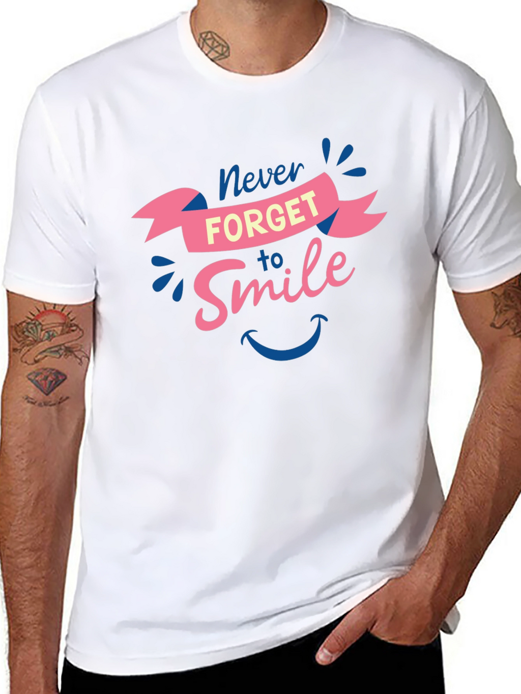 Never Forget to Smile Black Graphic Tee