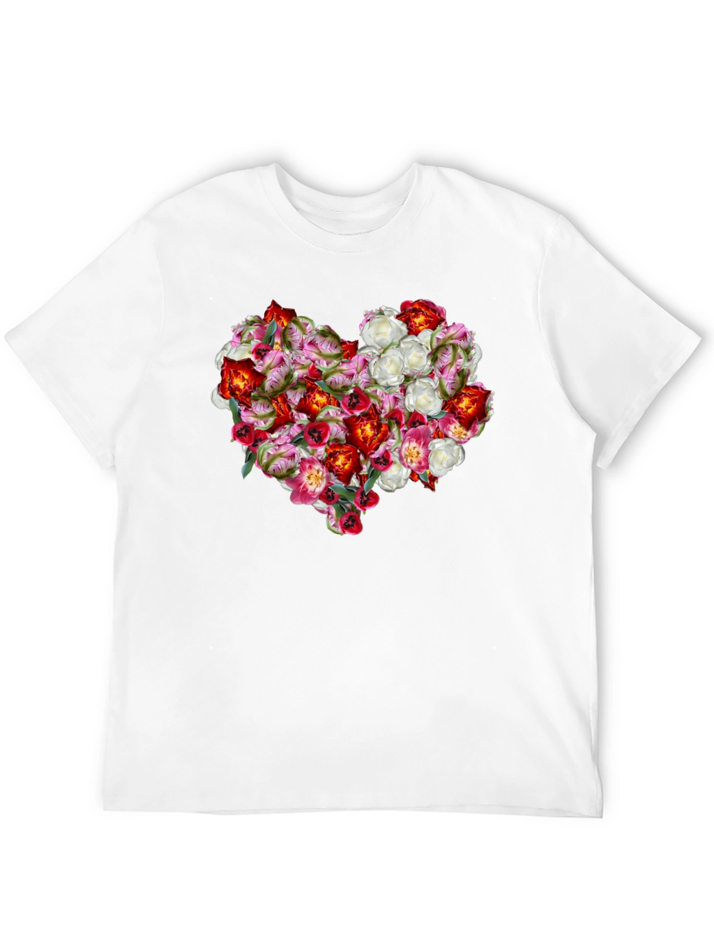 Floral Heart Graphic Tee - Black Unisex Shirt