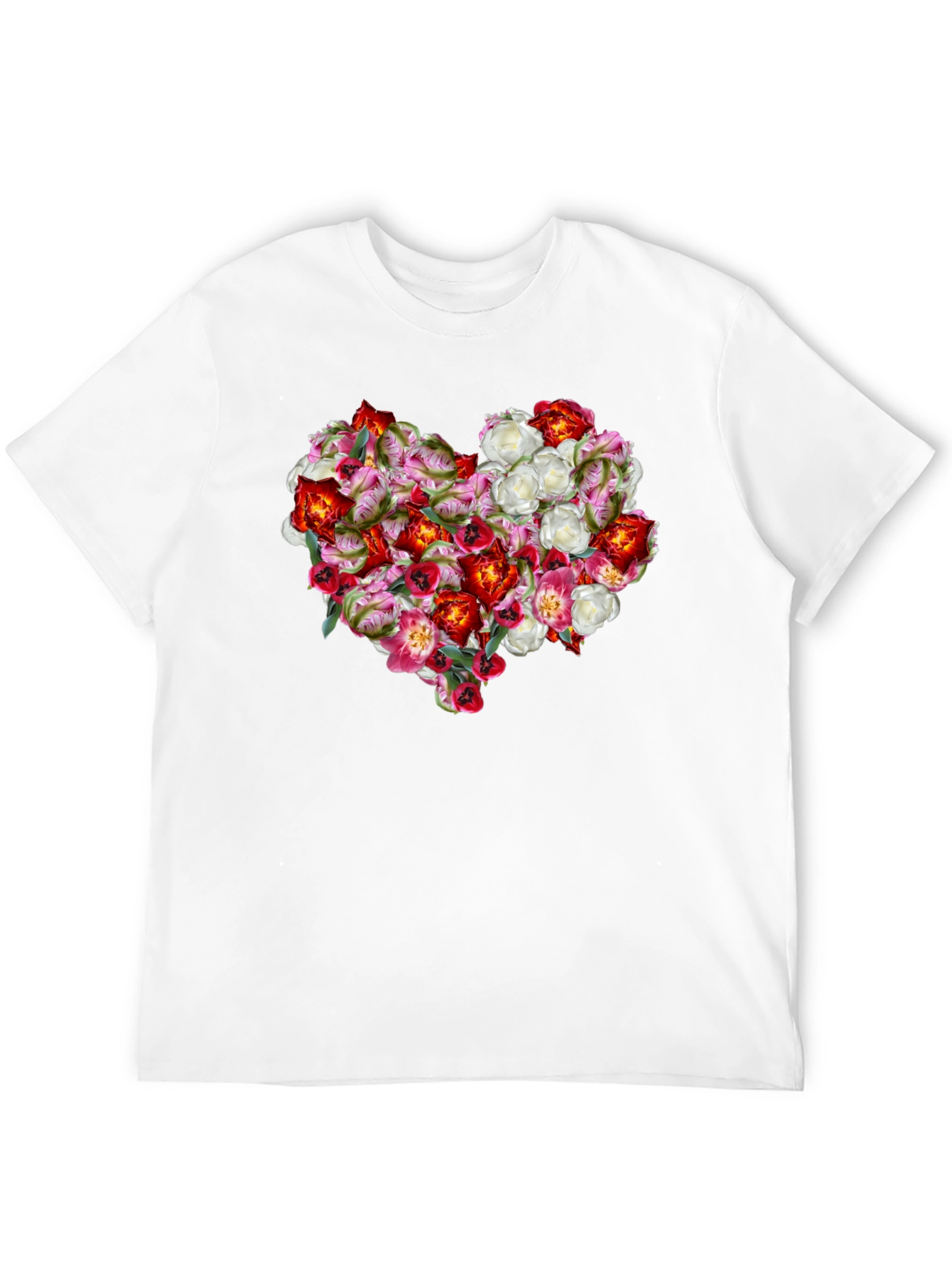 Floral Heart Graphic Tee - Black Unisex Shirt