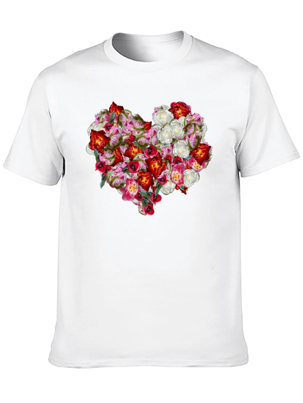 Floral Heart Graphic Tee - Black Unisex Shirt