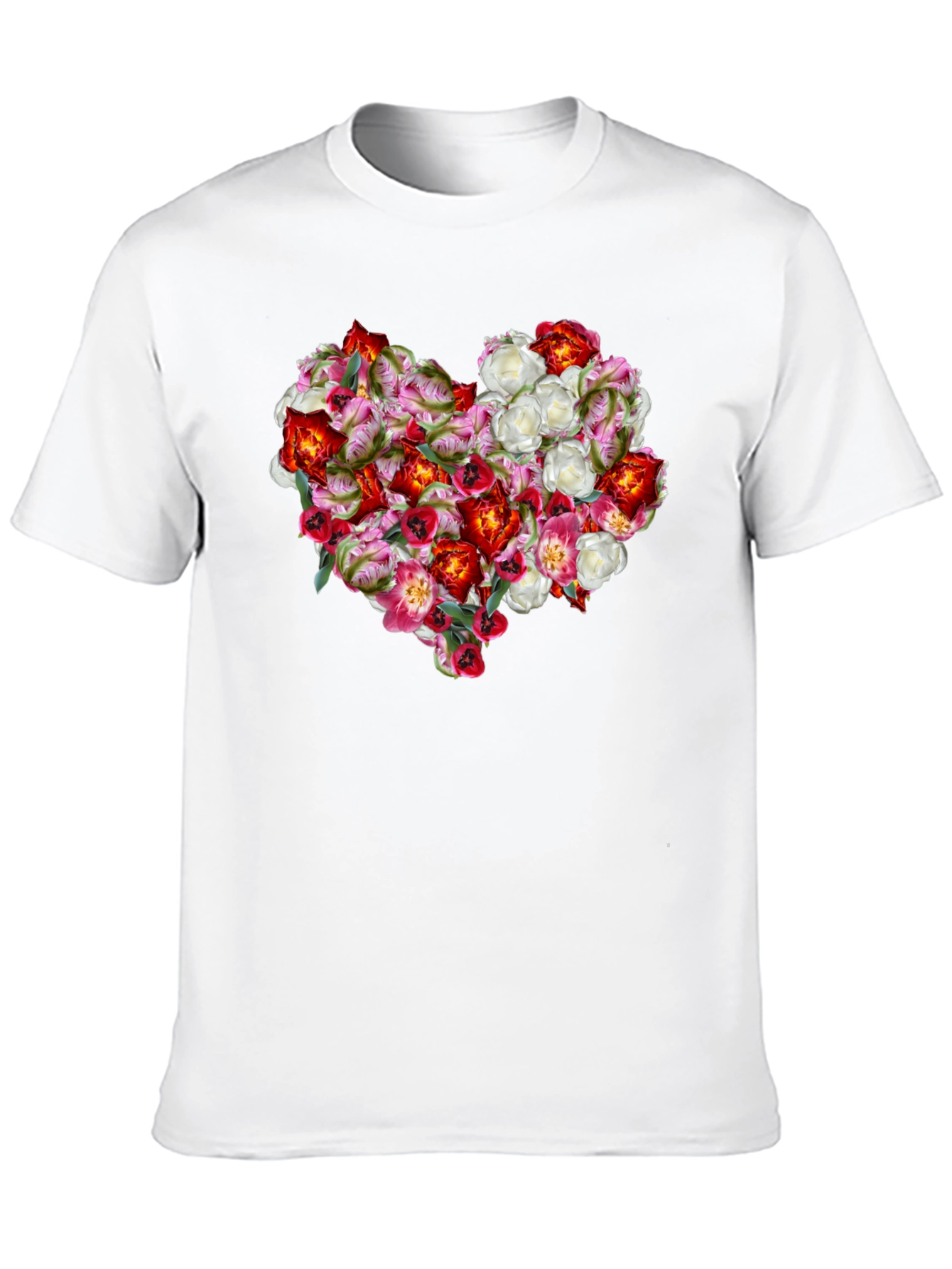 Floral Heart Graphic Tee - Black Unisex Shirt