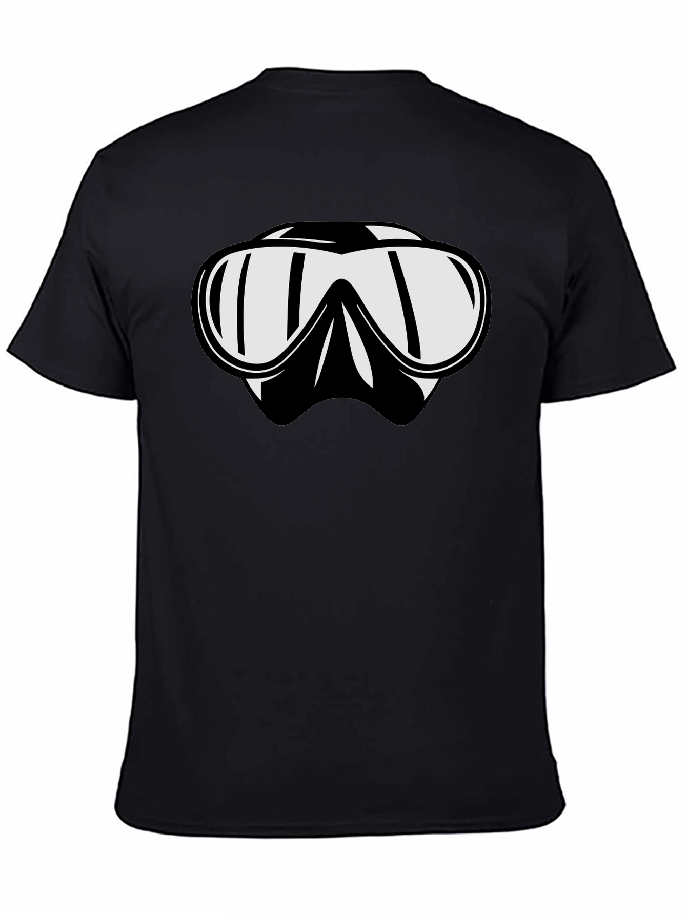 Diving Mask Graphic Tee - Black Cotton T-Shirt