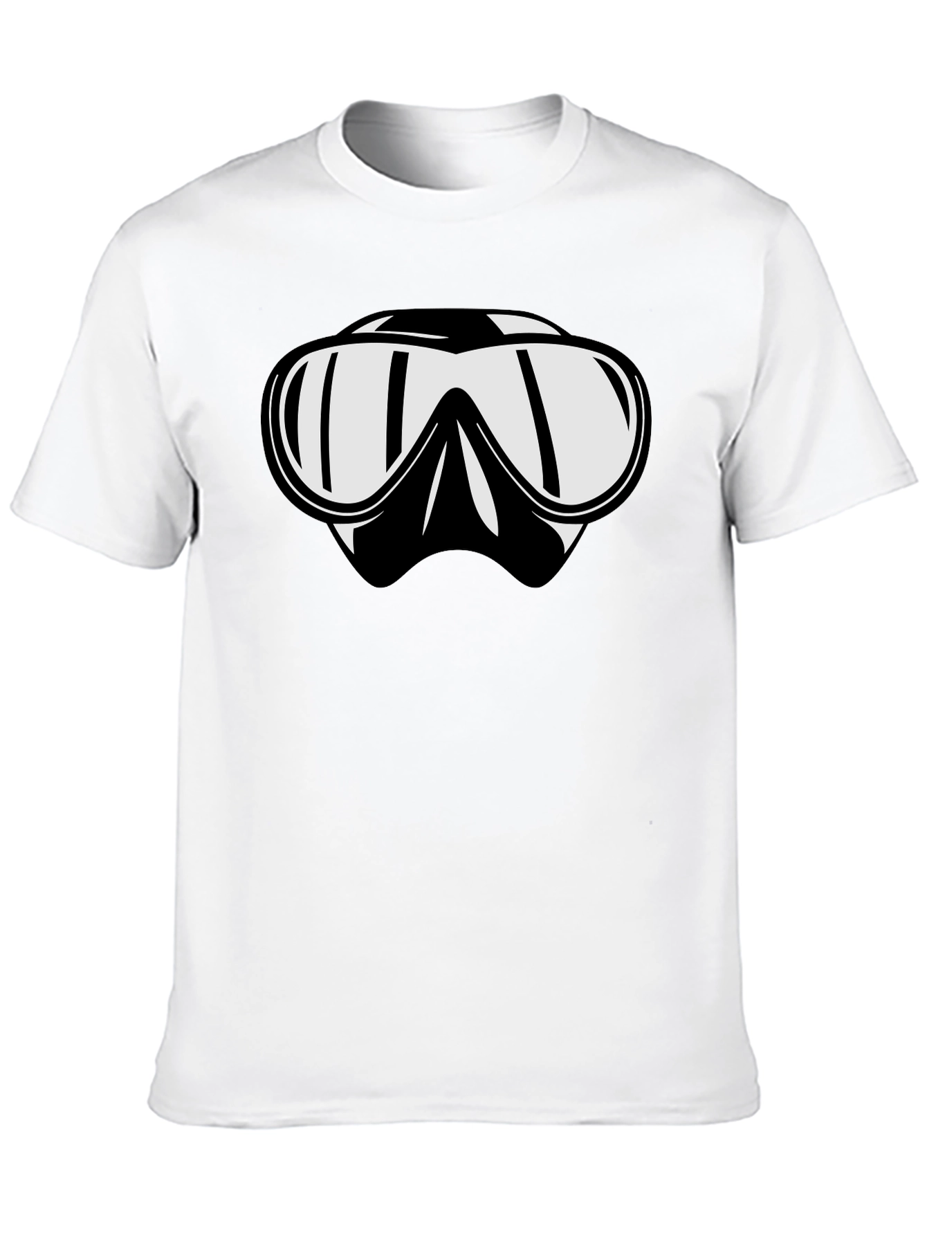 Diving Mask Graphic Tee - Black Cotton T-Shirt