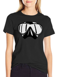 Diving Mask Graphic Tee - Black Cotton T-Shirt