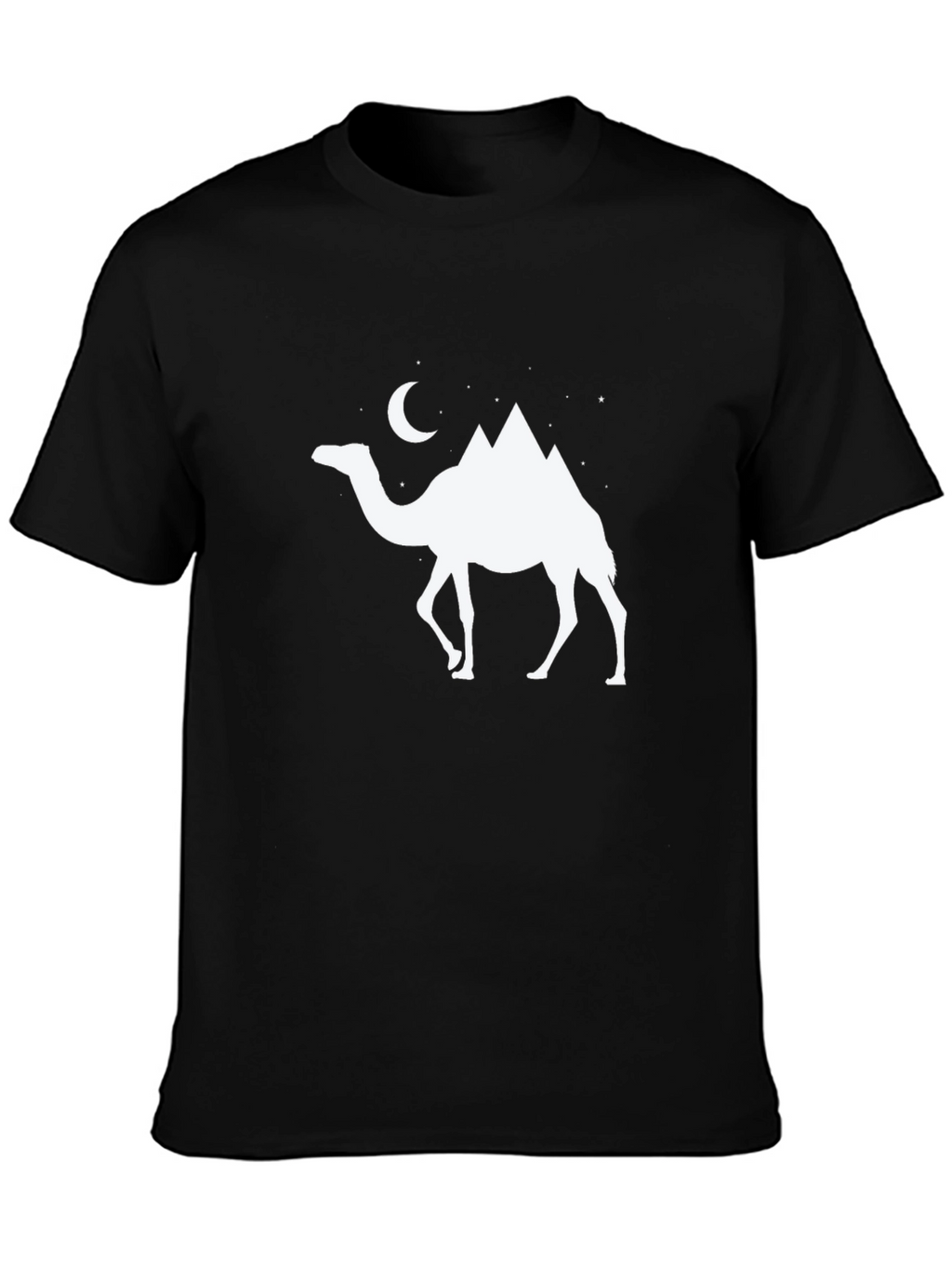 Camel Moon Desert T-Shirt - Black Cotton Tee
