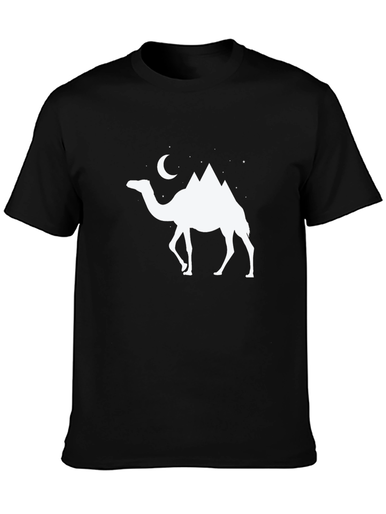 Camel Moon Desert T-Shirt - Black Cotton Tee