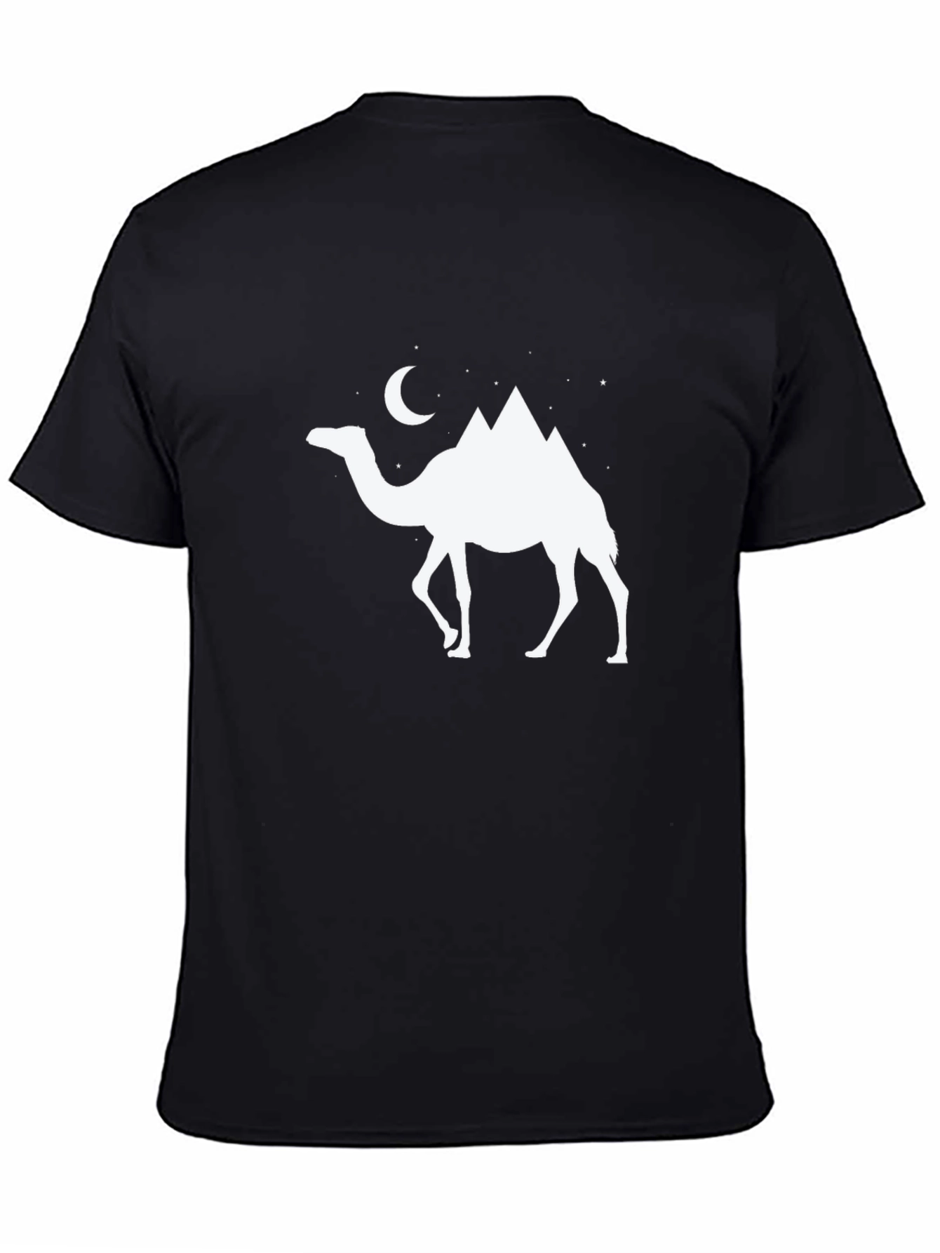 Camel Moon Desert T-Shirt - Black Cotton Tee