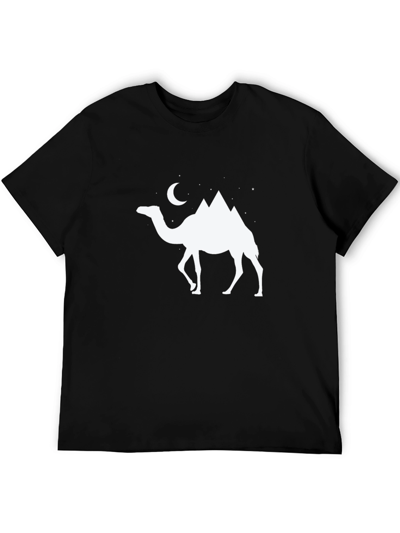 Camel Moon Desert T-Shirt - Black Cotton Tee
