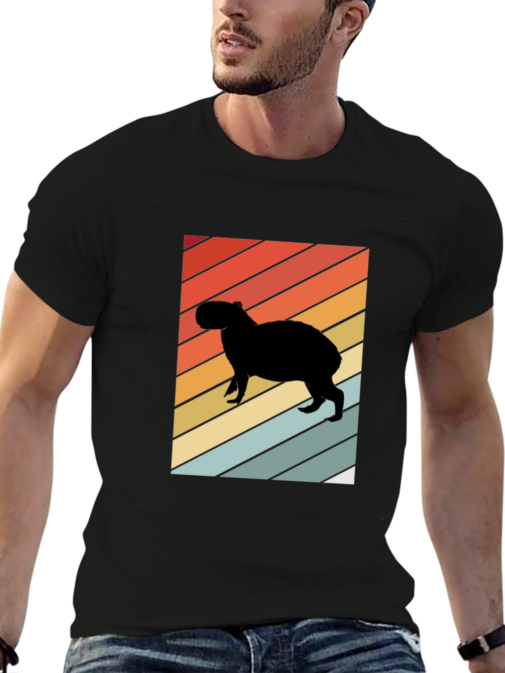 Retro Capybara Silhouette Graphic Tee - Unisex