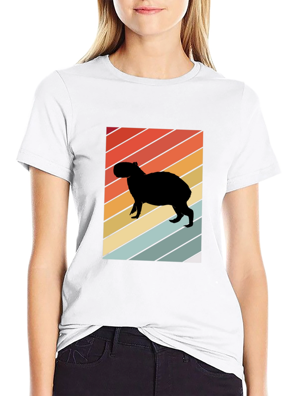 Retro Capybara Silhouette Graphic Tee - Unisex