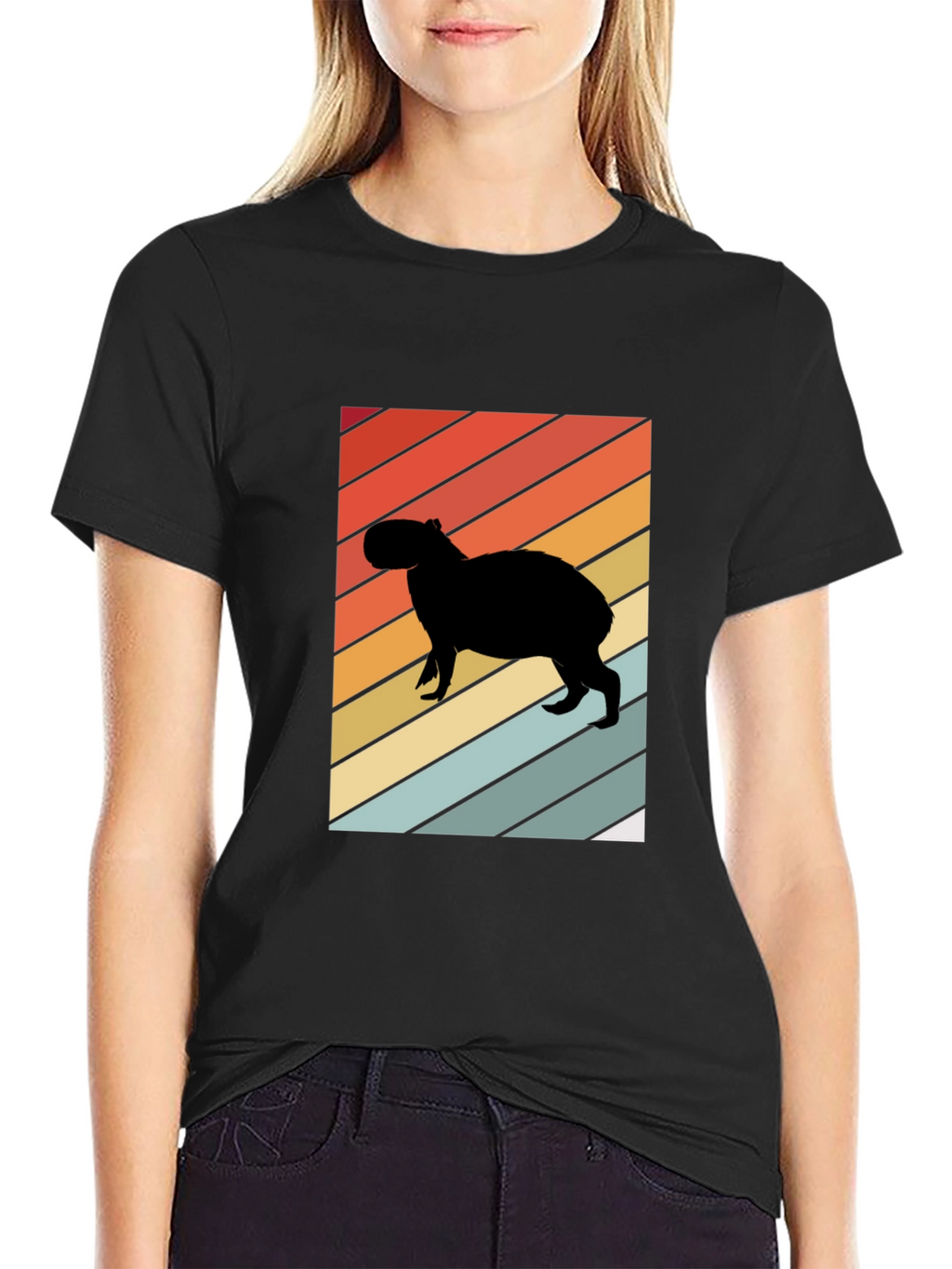 Retro Capybara Silhouette Graphic Tee - Unisex