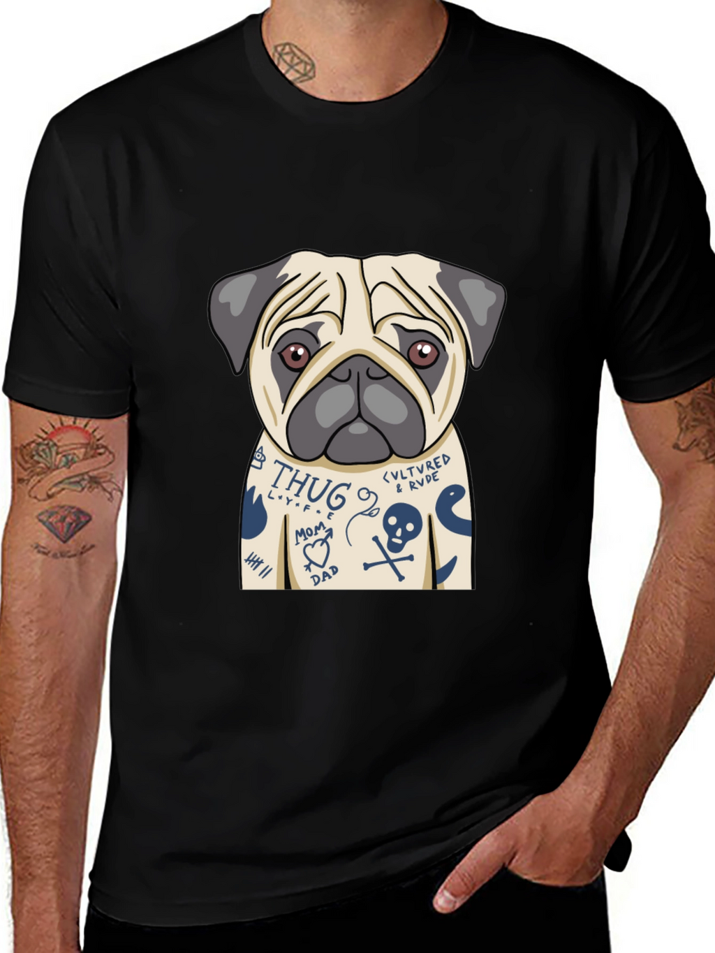 Tattoo Pug T-Shirt – Edgy Funny Dog Lover Tee