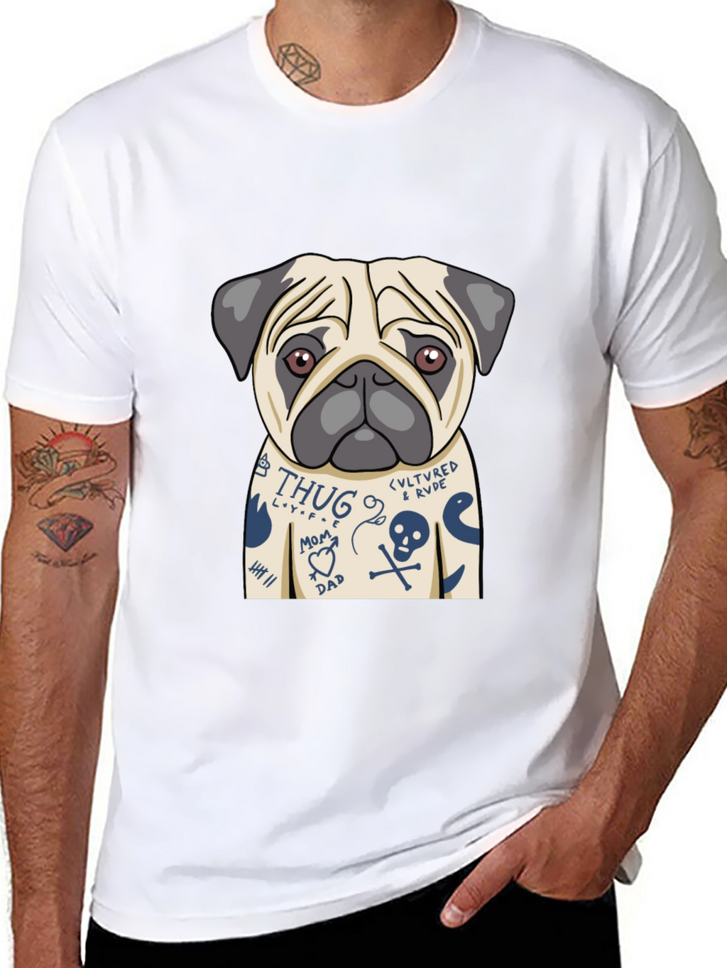 Tattoo Pug T-Shirt – Edgy Funny Dog Lover Tee