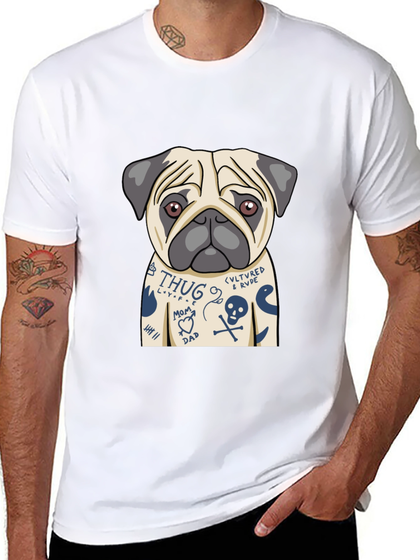 Tattoo Pug T-Shirt – Edgy Funny Dog Lover Tee