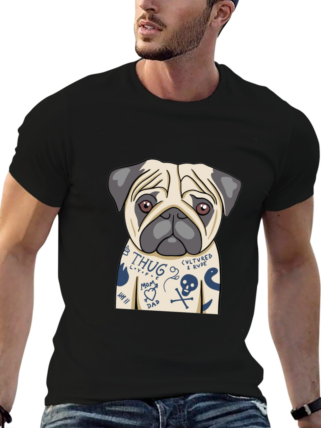 Tattoo Pug T-Shirt – Edgy Funny Dog Lover Tee