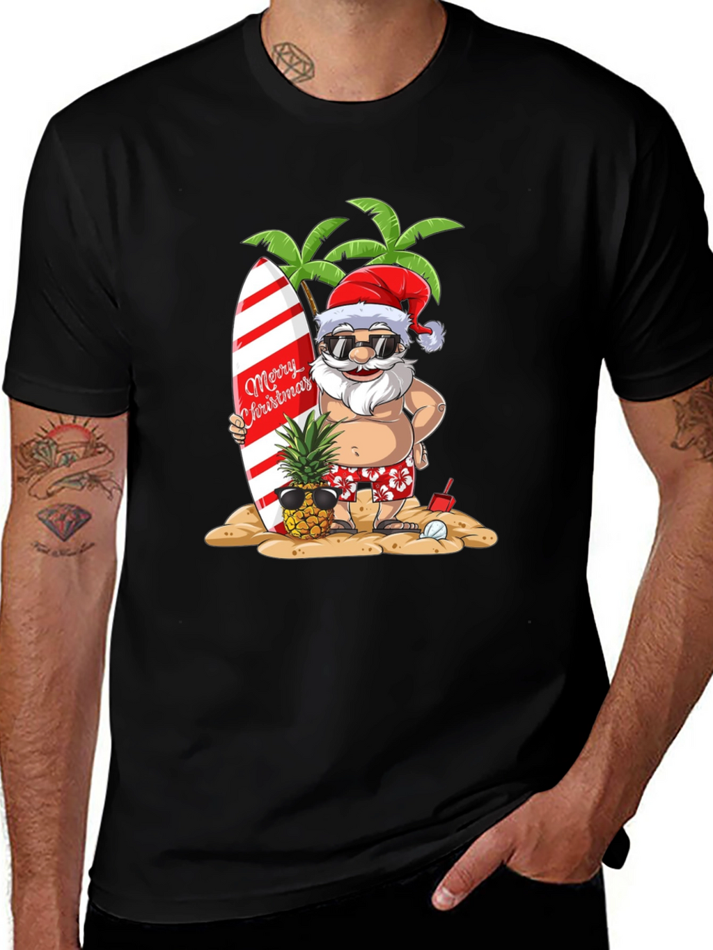 Tropical Santa Christmas T-Shirt