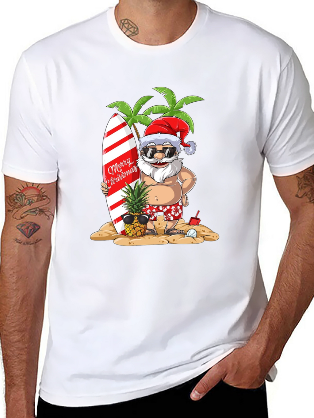 Tropical Santa Christmas T-Shirt
