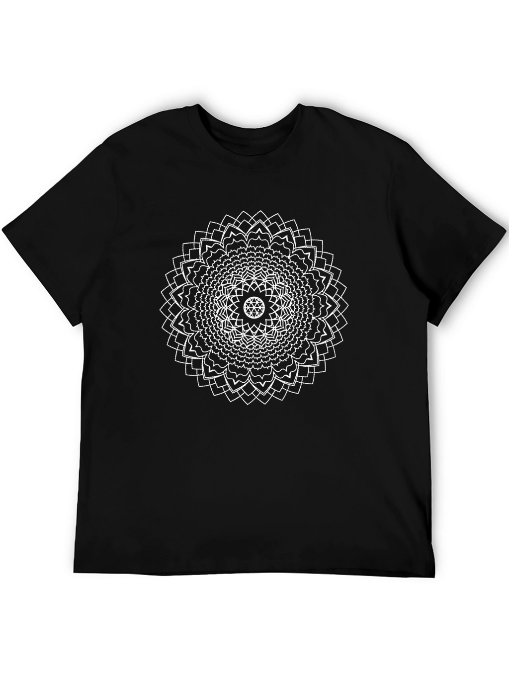 Geometric Mandala Graphic Tee - Black