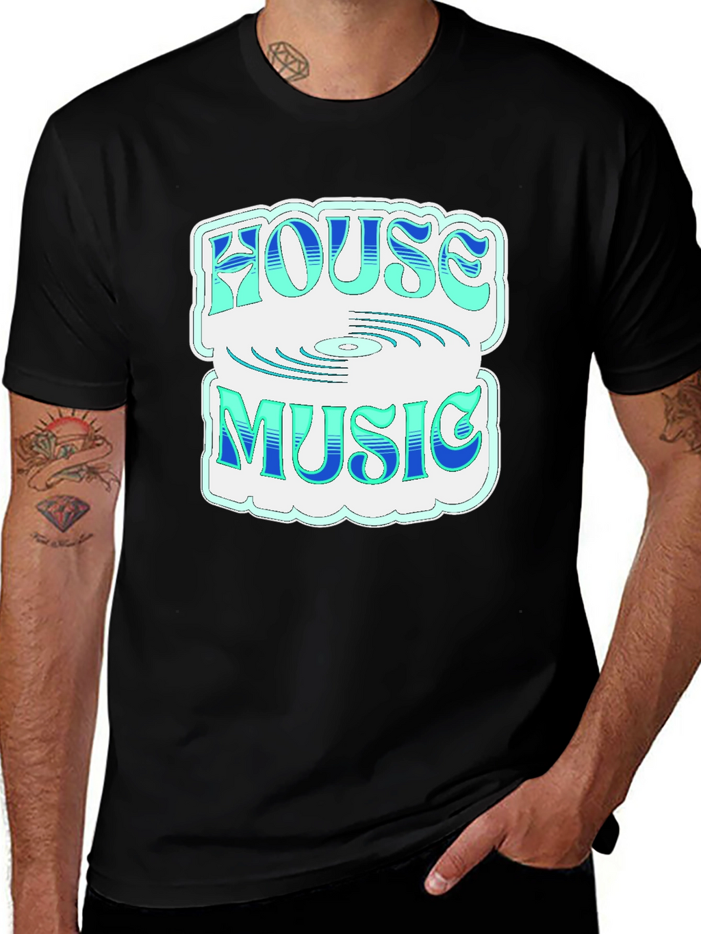 House Music Graphic Tee - Stylish Black T-Shirt