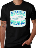 House Music Graphic Tee - Stylish Black T-Shirt
