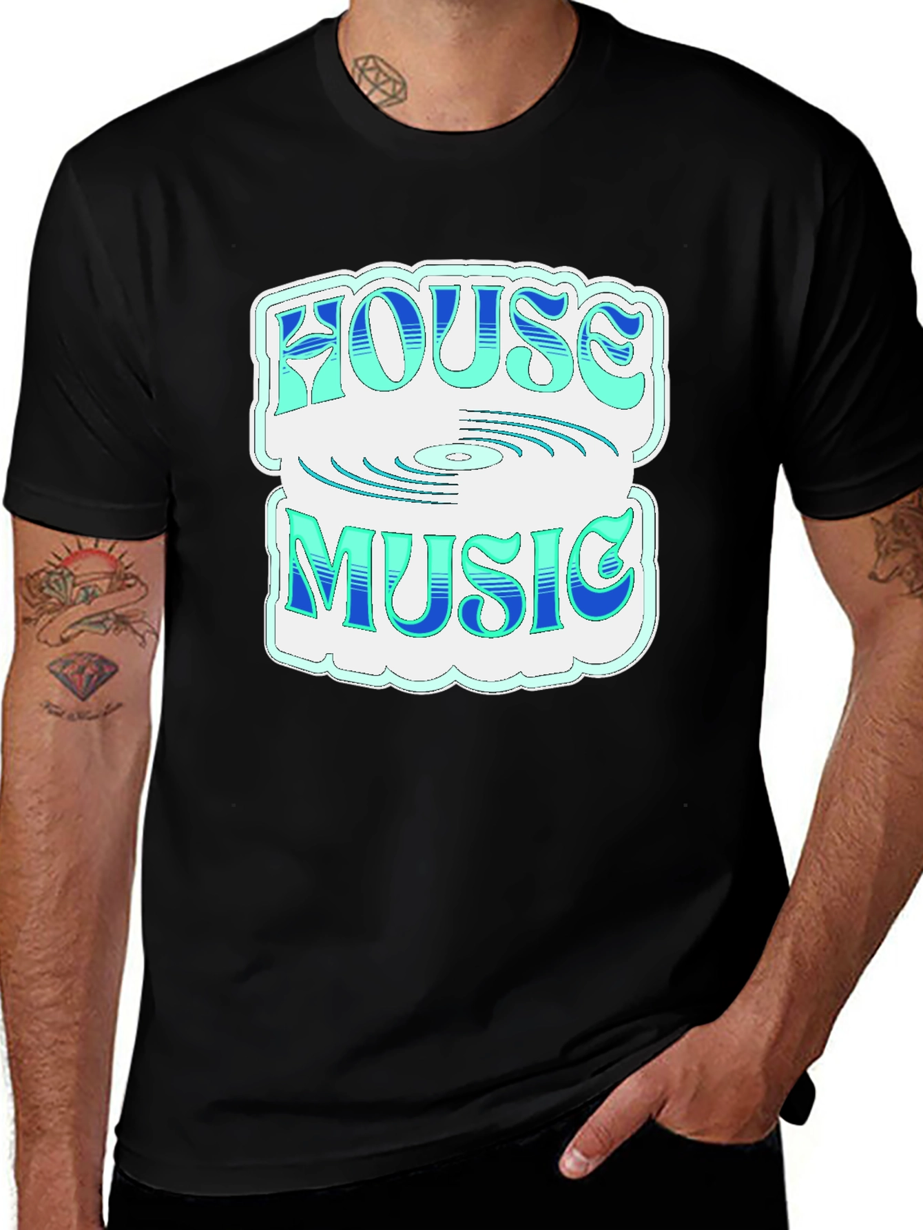 House Music Graphic Tee - Stylish Black T-Shirt