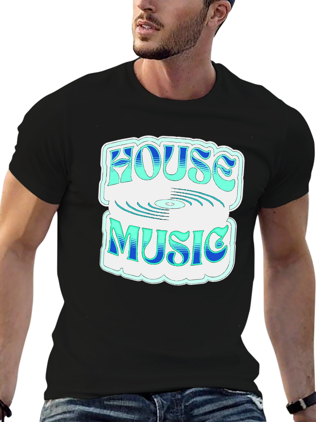 House Music Graphic Tee - Stylish Black T-Shirt