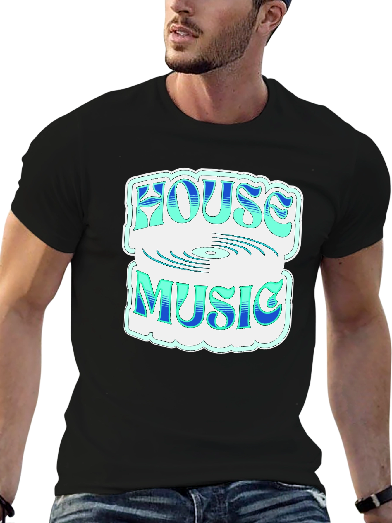 House Music Graphic Tee - Stylish Black T-Shirt