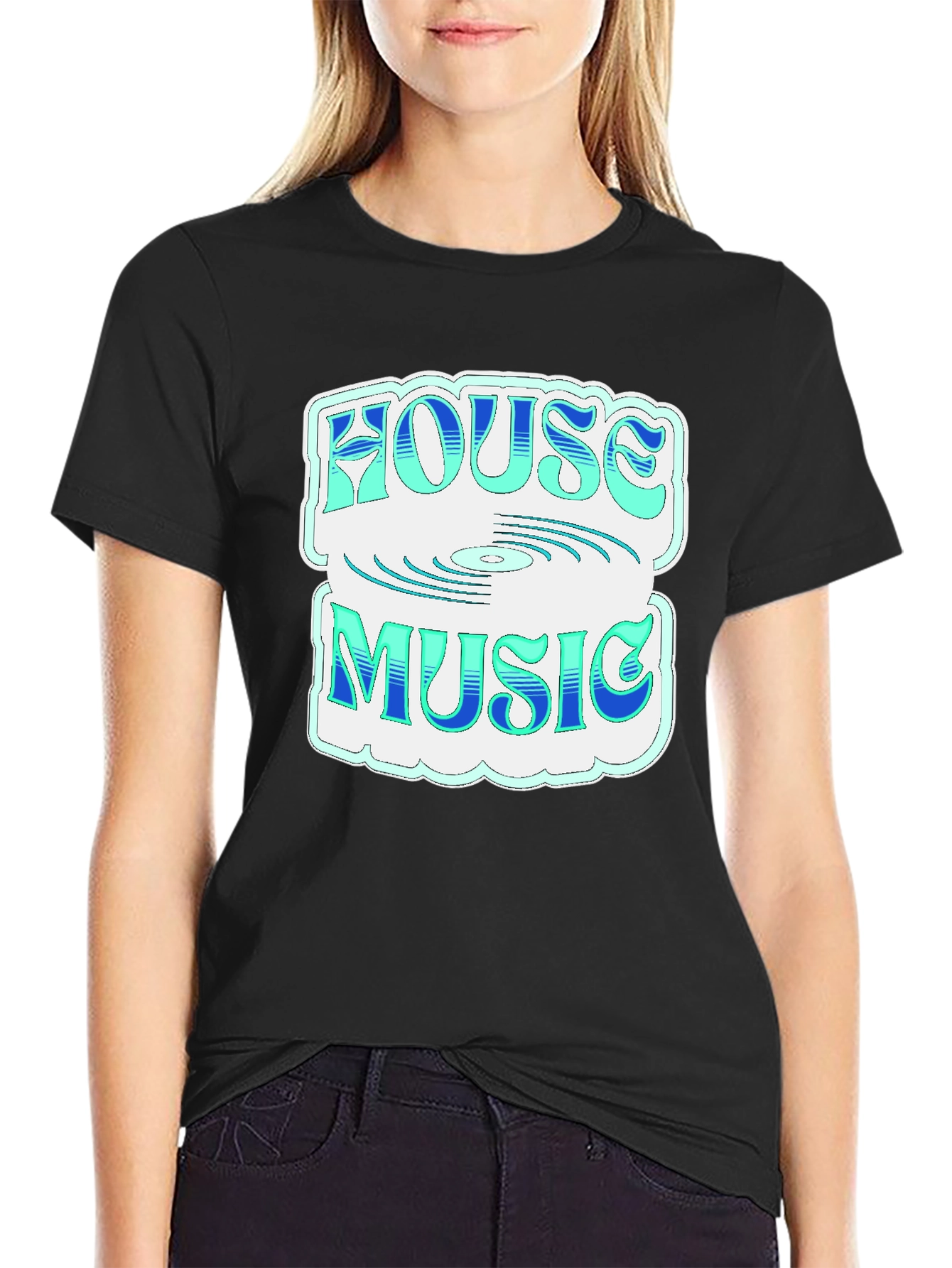 House Music Graphic Tee - Stylish Black T-Shirt