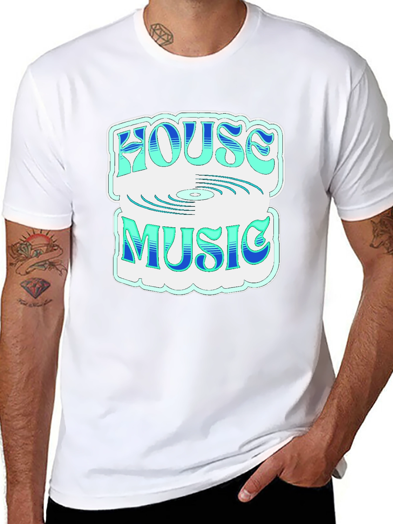 House Music Graphic Tee - Stylish Black T-Shirt