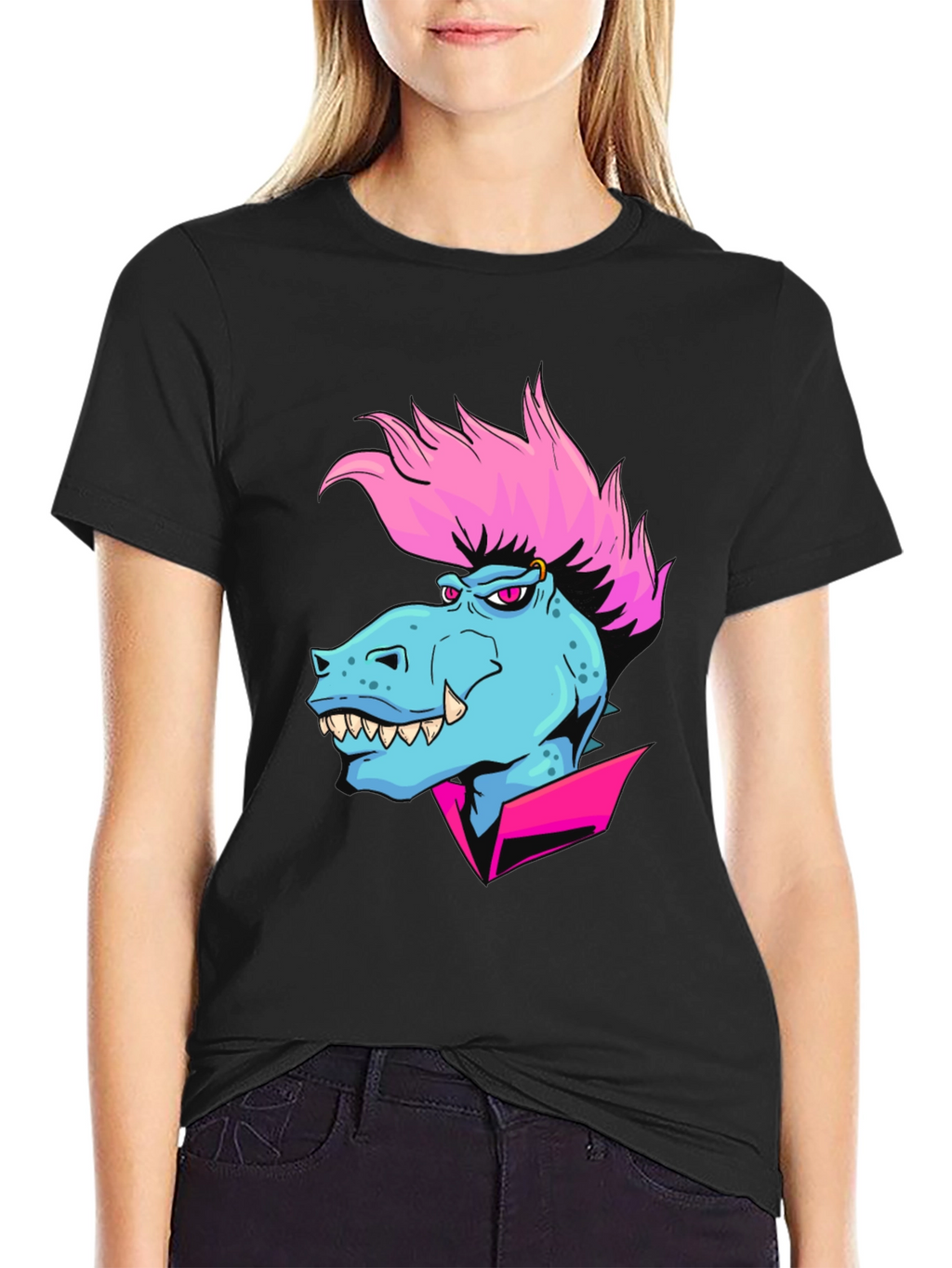 Cartoon Dinosaur Graphic T-Shirt