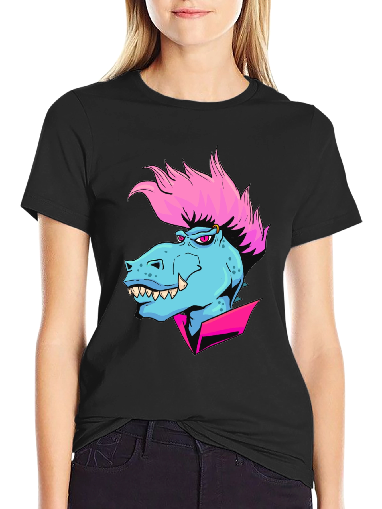 Cartoon Dinosaur Graphic T-Shirt