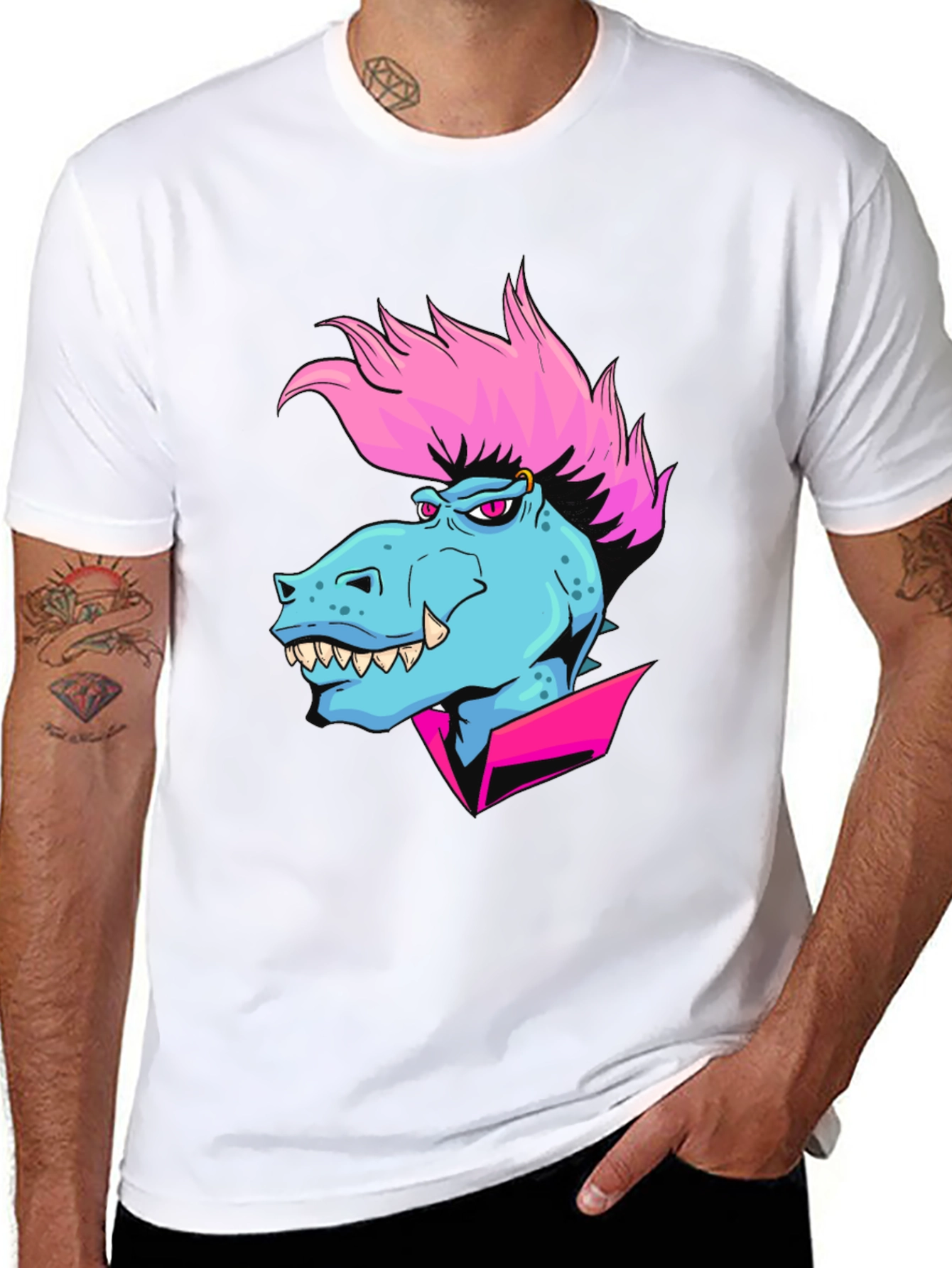Cartoon Dinosaur Graphic T-Shirt