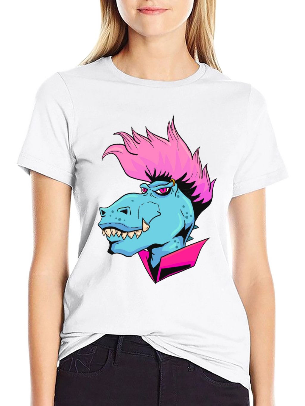 Cartoon Dinosaur Graphic T-Shirt
