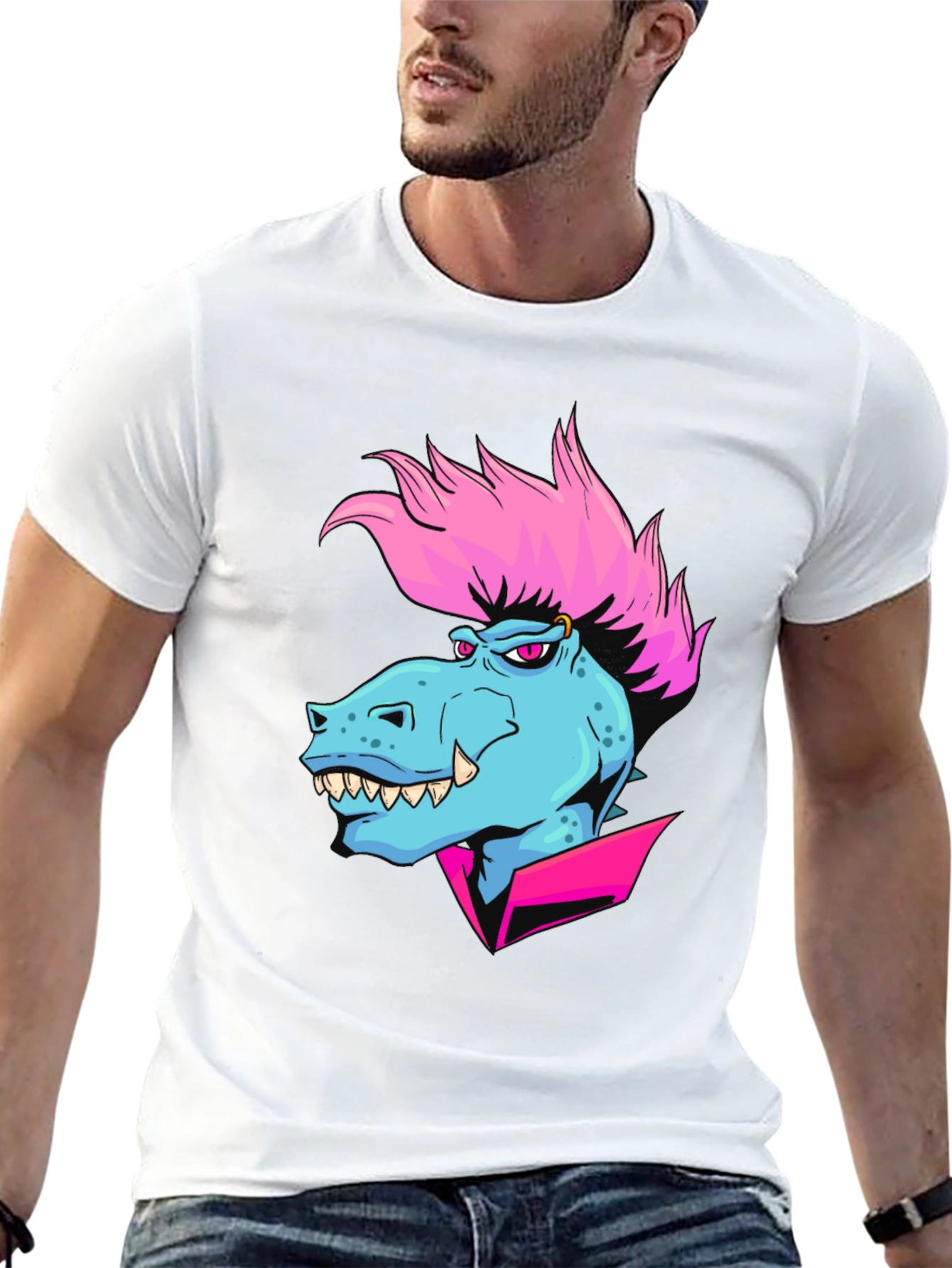 Cartoon Dinosaur Graphic T-Shirt