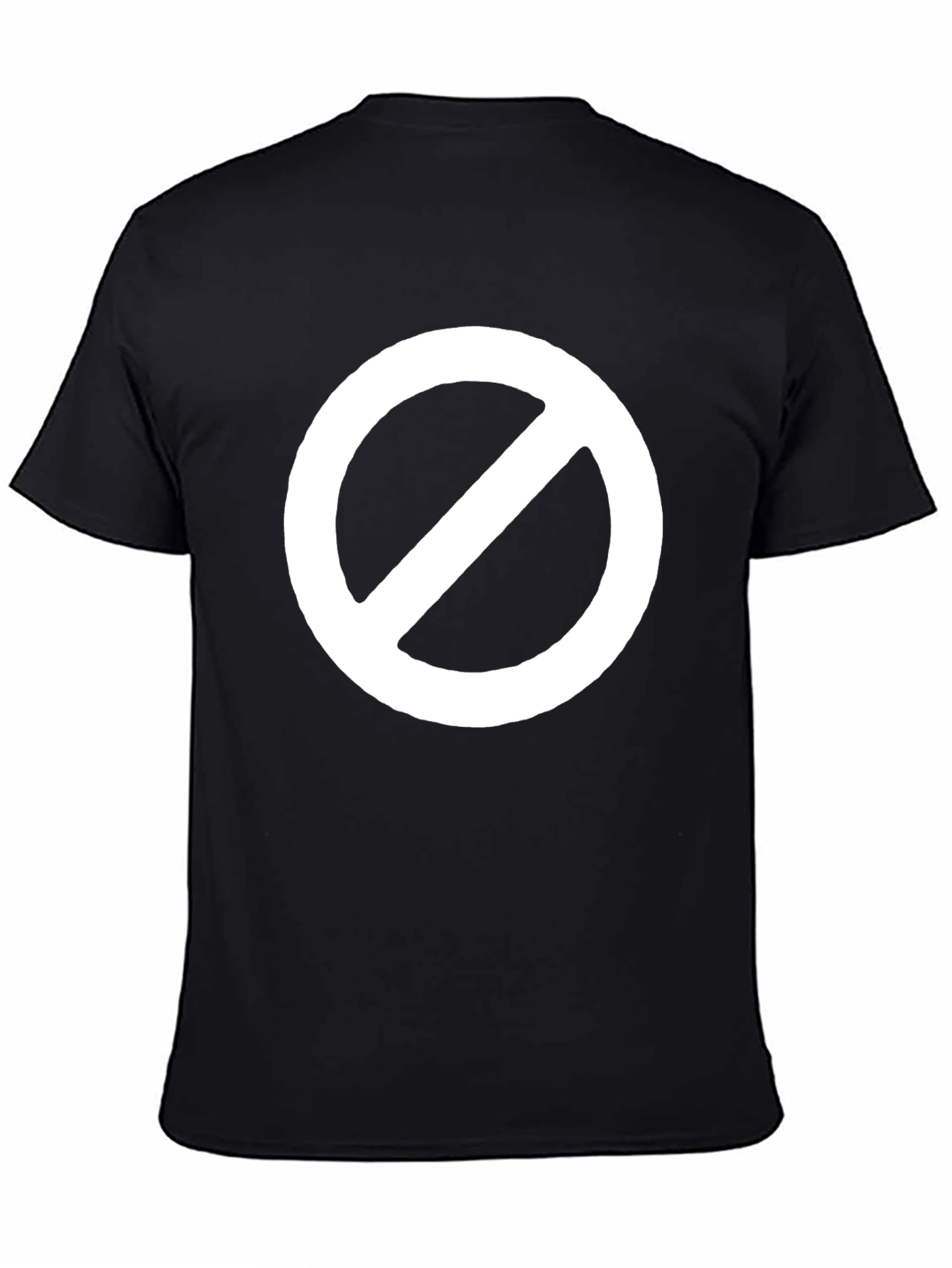 Black T-Shirt with White Prohibition Symbol
