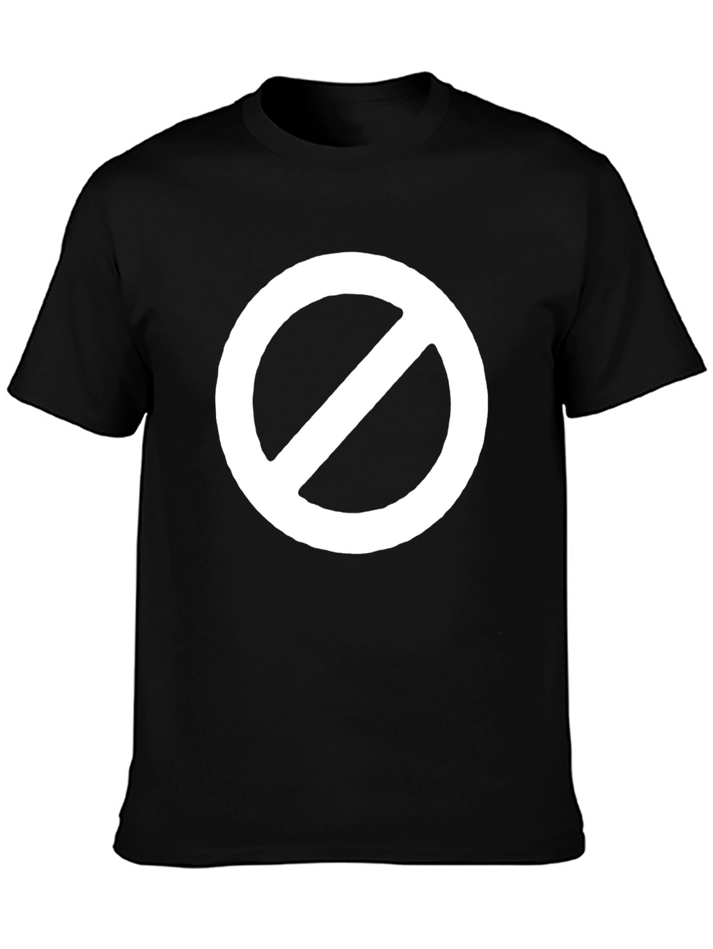 Black T-Shirt with White Prohibition Symbol