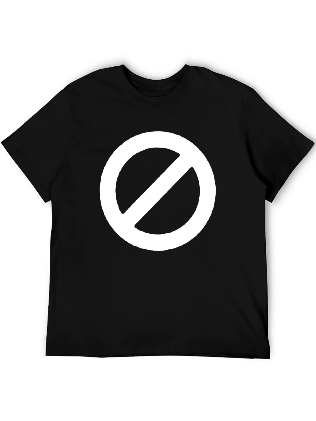 Black T-Shirt with White Prohibition Symbol