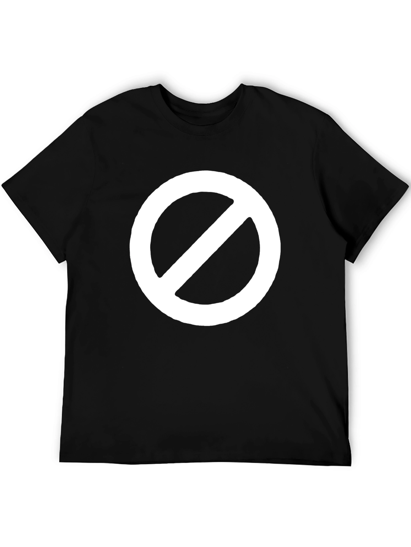 Black T-Shirt with White Prohibition Symbol