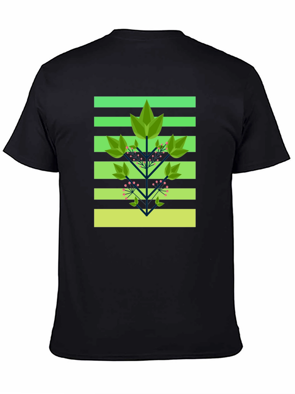 Geometric Foliage Print Tee - Modern Graphic Design