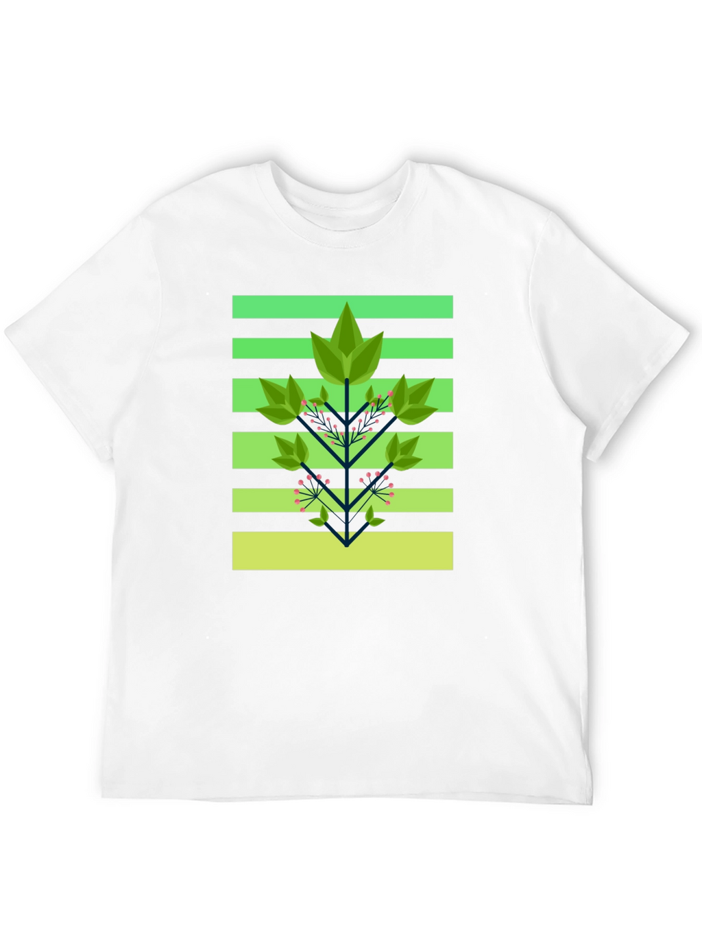 Geometric Foliage Print Tee - Modern Graphic Design