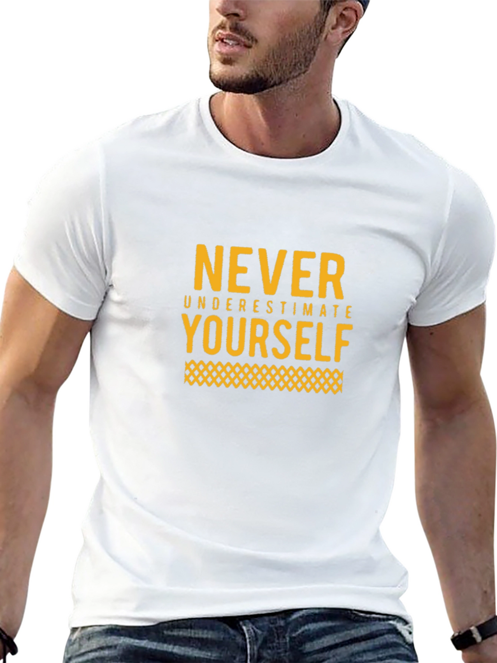 Motivational Black T-Shirt: Never Underestimate Yourself