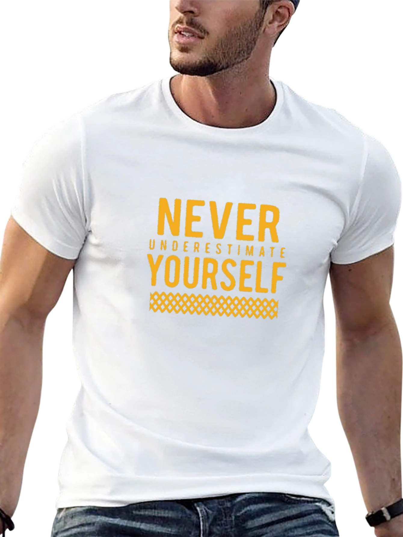 Motivational Black T-Shirt: Never Underestimate Yourself