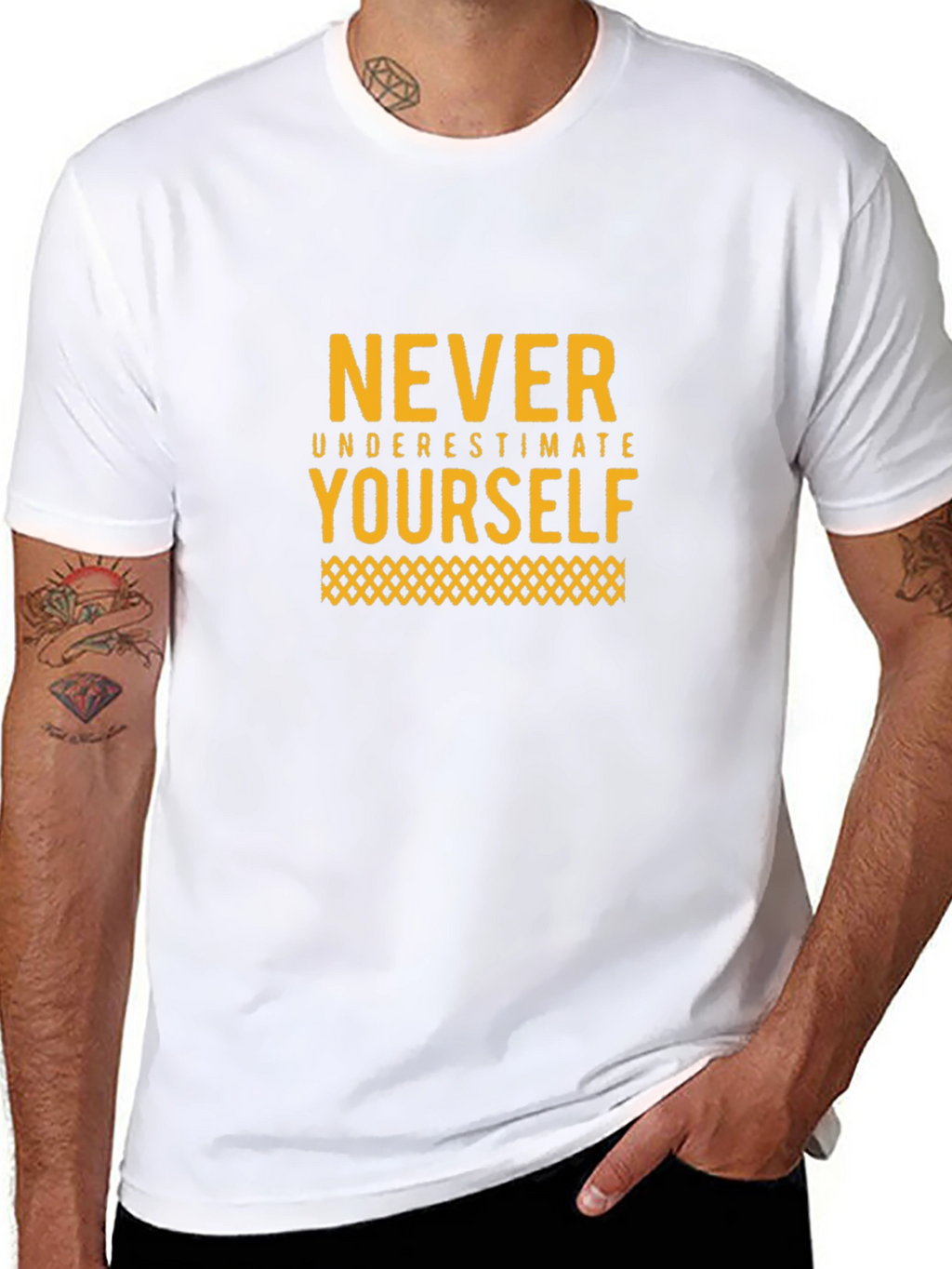 Motivational Black T-Shirt: Never Underestimate Yourself